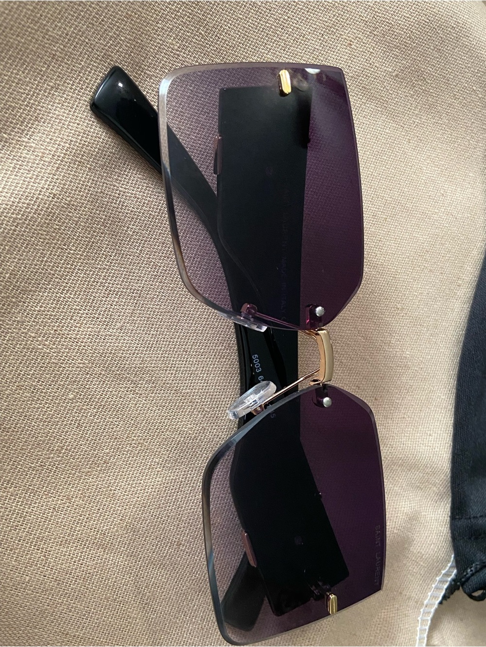 Saint Laurent Black Shield Sunglasses with Gradient Lenses - Picture 4 of 5